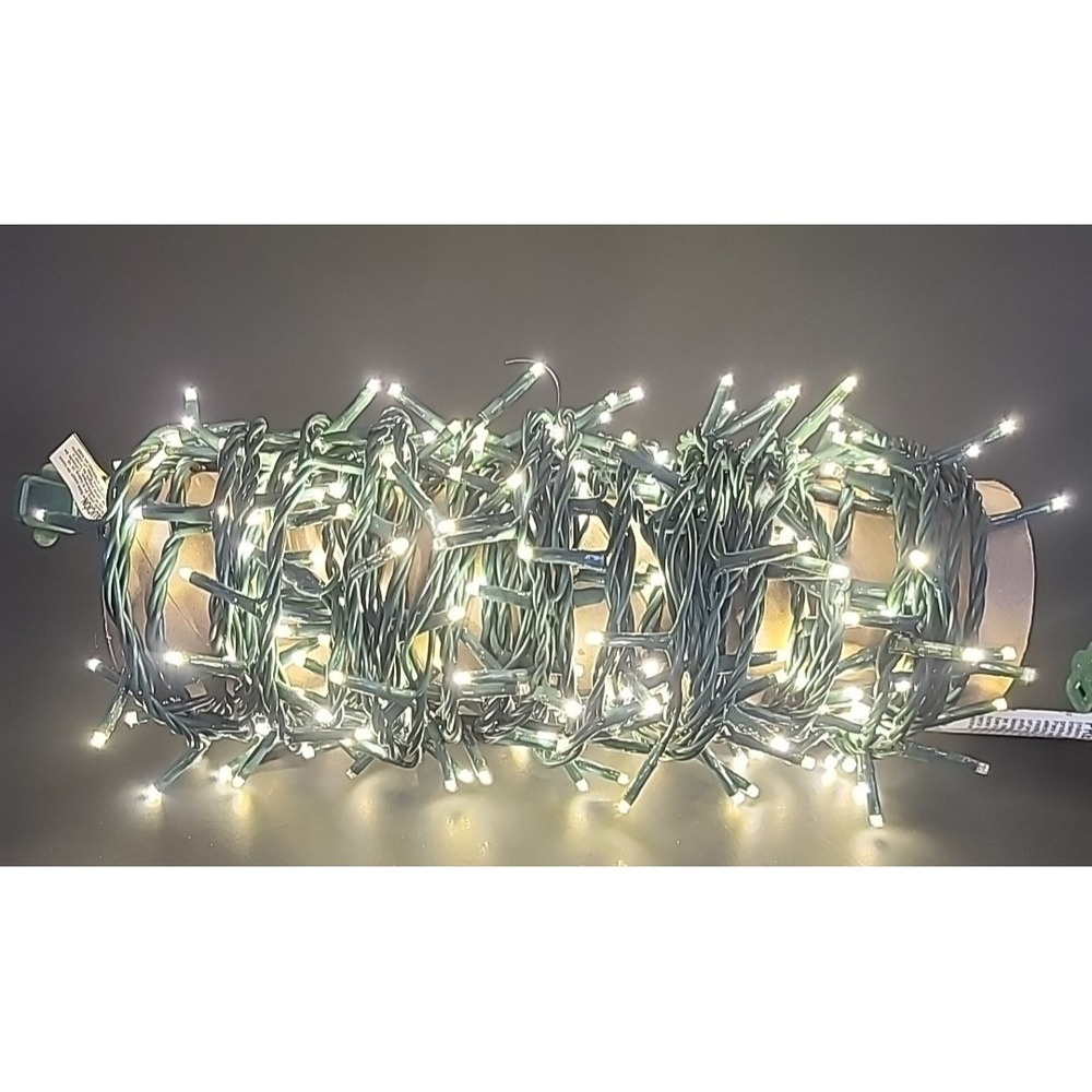 300 Twinkling Warm White Rice Lights-51ft Long-Green Cord-Connect End to End